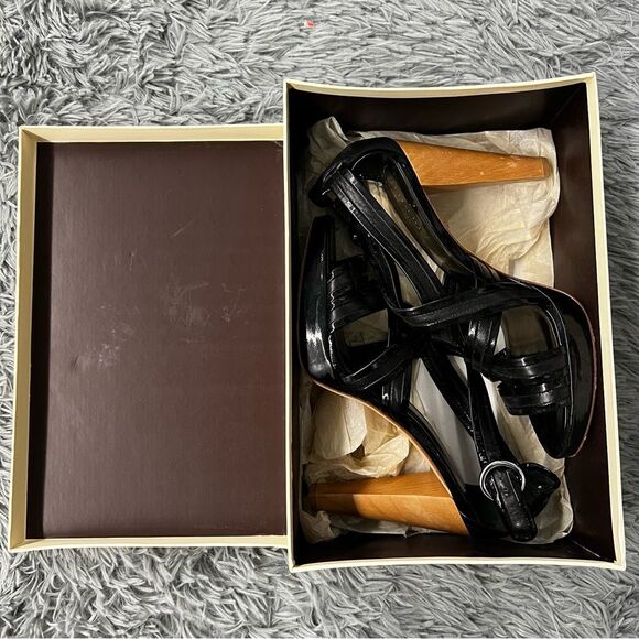 Coach Black Open Toe Heels Size 8.5 - Picture 4 of 10